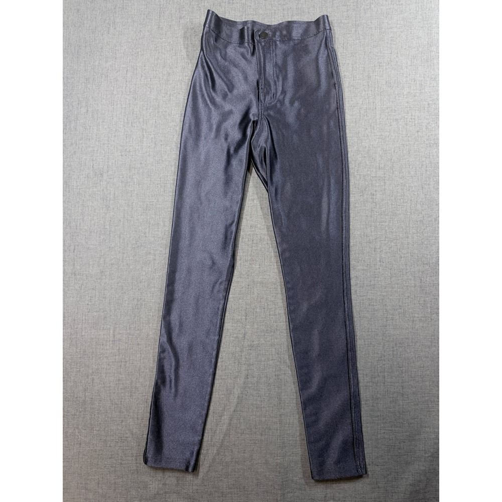 American Apparel Navy Blue Disco Pants High Waist Metallic Leggings XS RSAN300